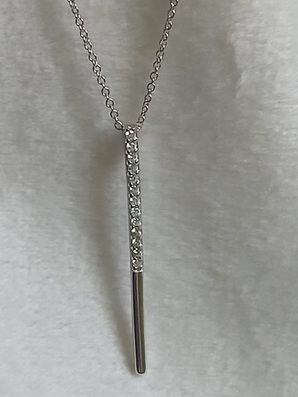 Sterling Silver Tripple A CZ Bar Adjustable 16-18 Inch Necklace - Silver